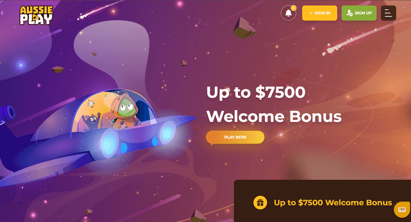 Aussie Play Casino homepage and games lobby